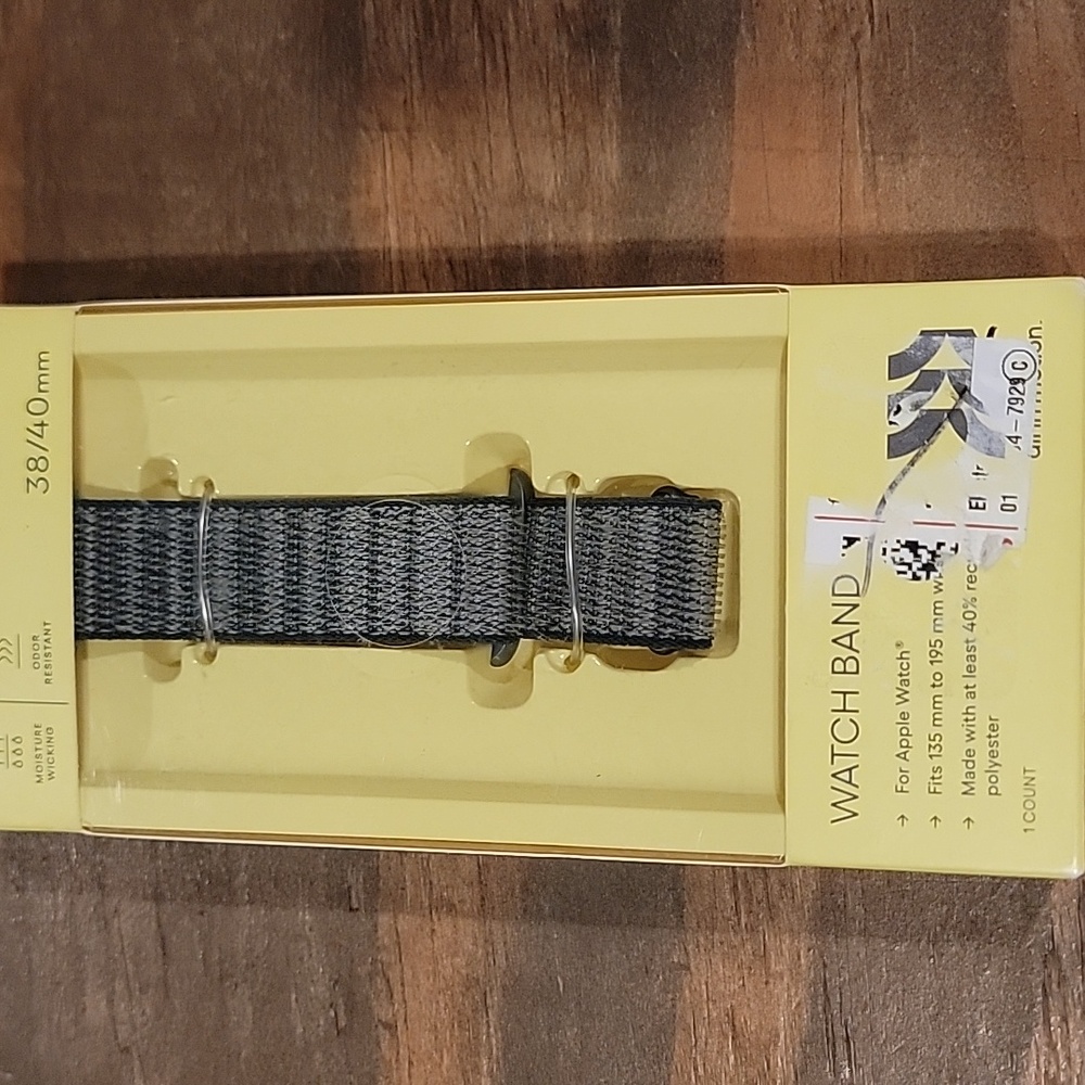 All in Motion Black and Gray Nylon Watch Band
